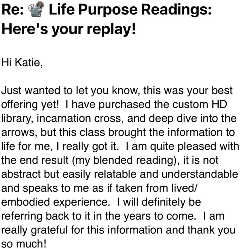 Message received by email after the class