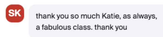 Message from the class chat